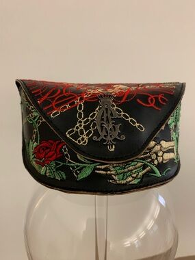 Leather Embroidered Christian Audigier Sunglasses Case.